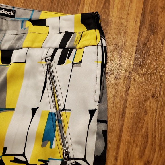 Vtg Jamie Sadock Shorts Women 12 Yellow White‎ Black Tennis Pickleball Art Deco - Picture 3 of 7